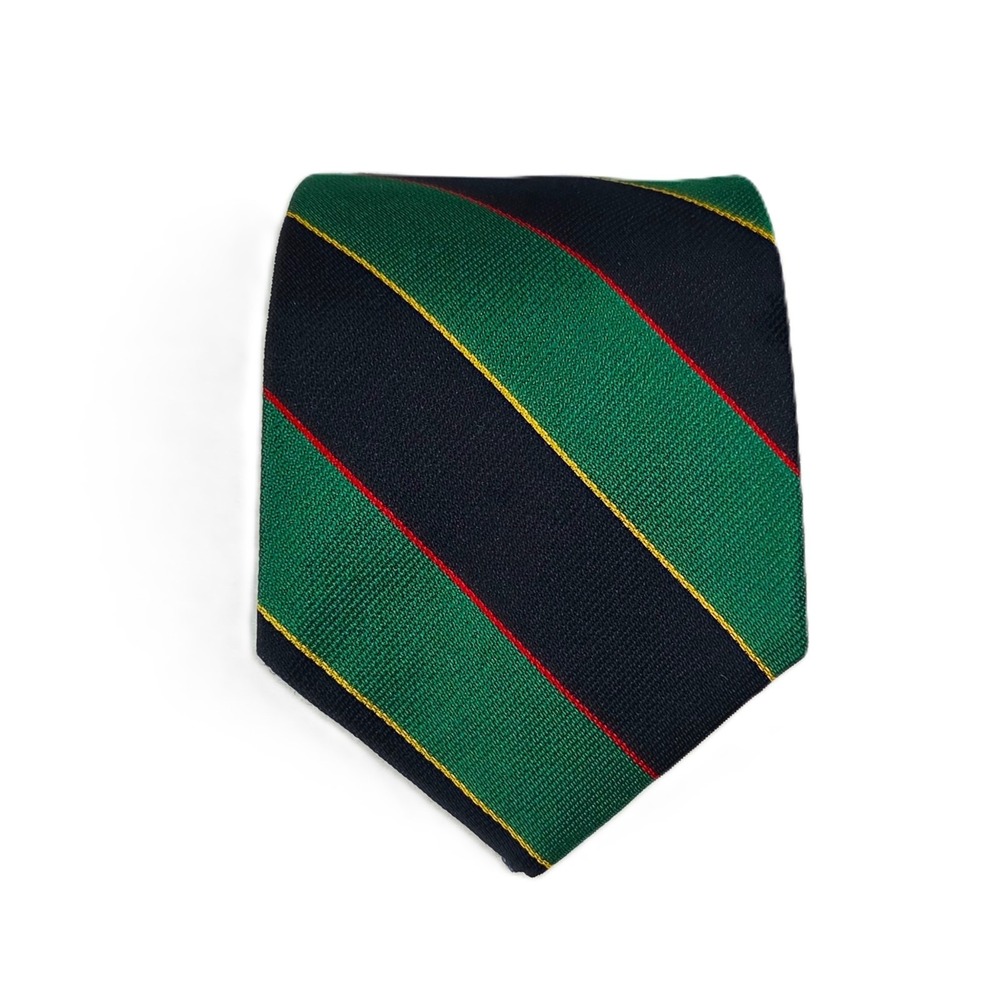 VINTAGE WOODWARD Men's Silk Repp Regimental Stripe Necktie Green Navy Gold Red